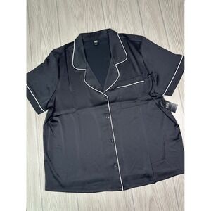 INC International Concepts Black Satin Pajama Set Top Shorts XL NWT